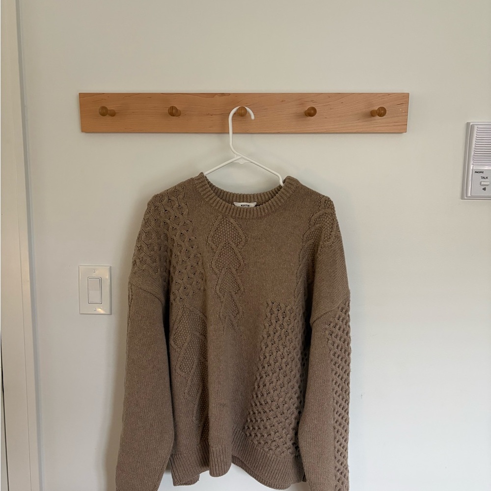 KOTN Men's Wool Cable Knit Sweater